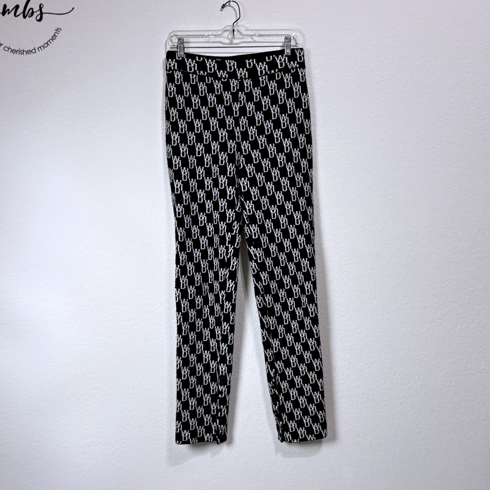 We11done Monogram Intarsia Knit Wool Cashmere Blend Logo Pants Black White M‎